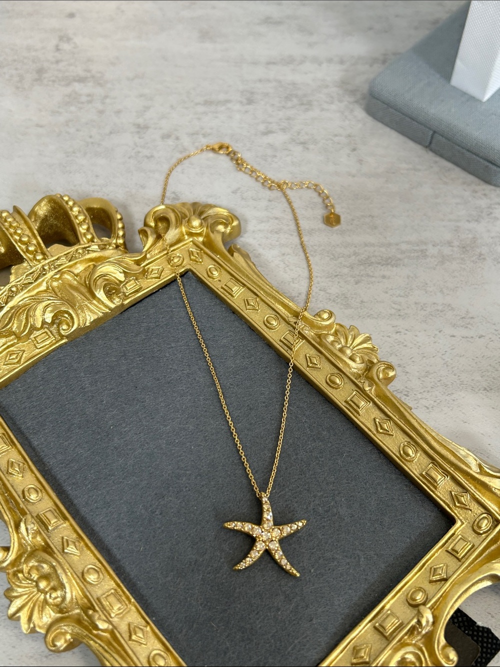 Touchstone Crystal Gold Starfish Swarovski Crystals Pendant Necklace